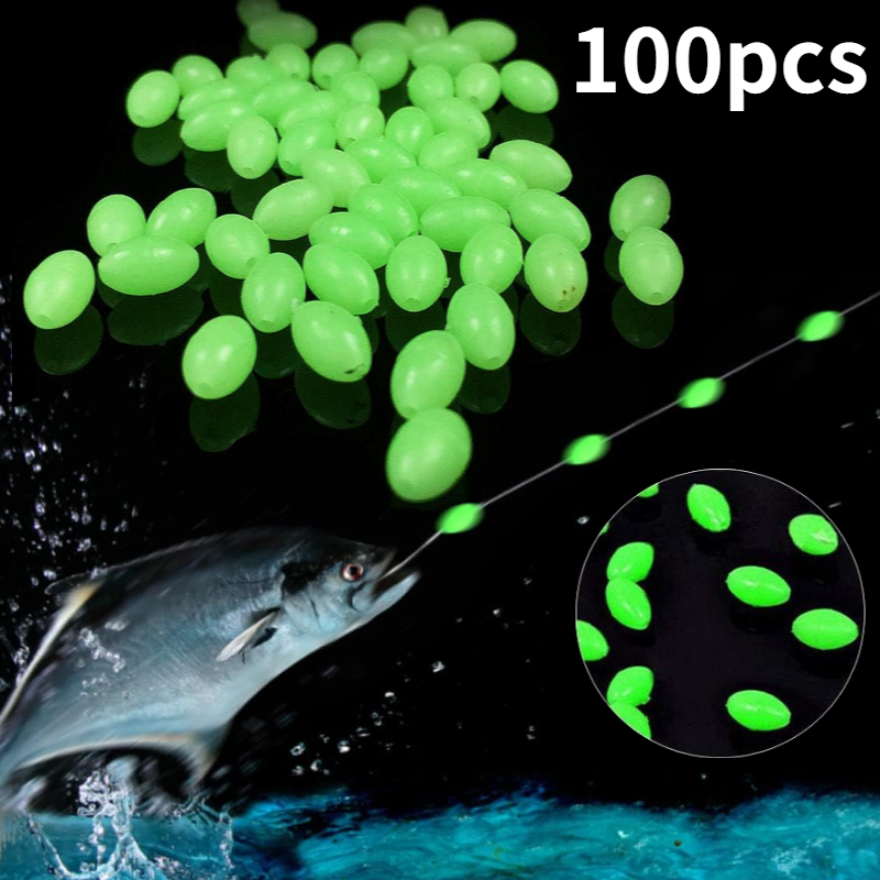 Fishing Lure Topwater - 100 ชิ้น/ล็อตรูปไข่ Night Luminous ลูกปัดตกปลาเรืองแสงตกปลาทะเลเหยื่อล่อลอยลูกปัดตกปลาเครื่องมือสําหรับ RIG