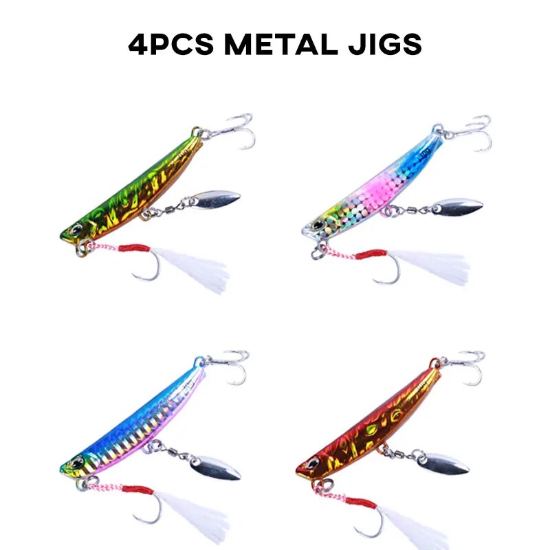 Fishing Lure Buzzbait - เหยื่อตกปลาแบบหมุนช้า4ชิ้น15กรัม4.9ซม. เบ็ดตกปลาขนาดเล็กตกปลาช้าเหยื่อปลอมแบบแข็งสำหรับเหยื่อเบสทูน่าเพสก้า