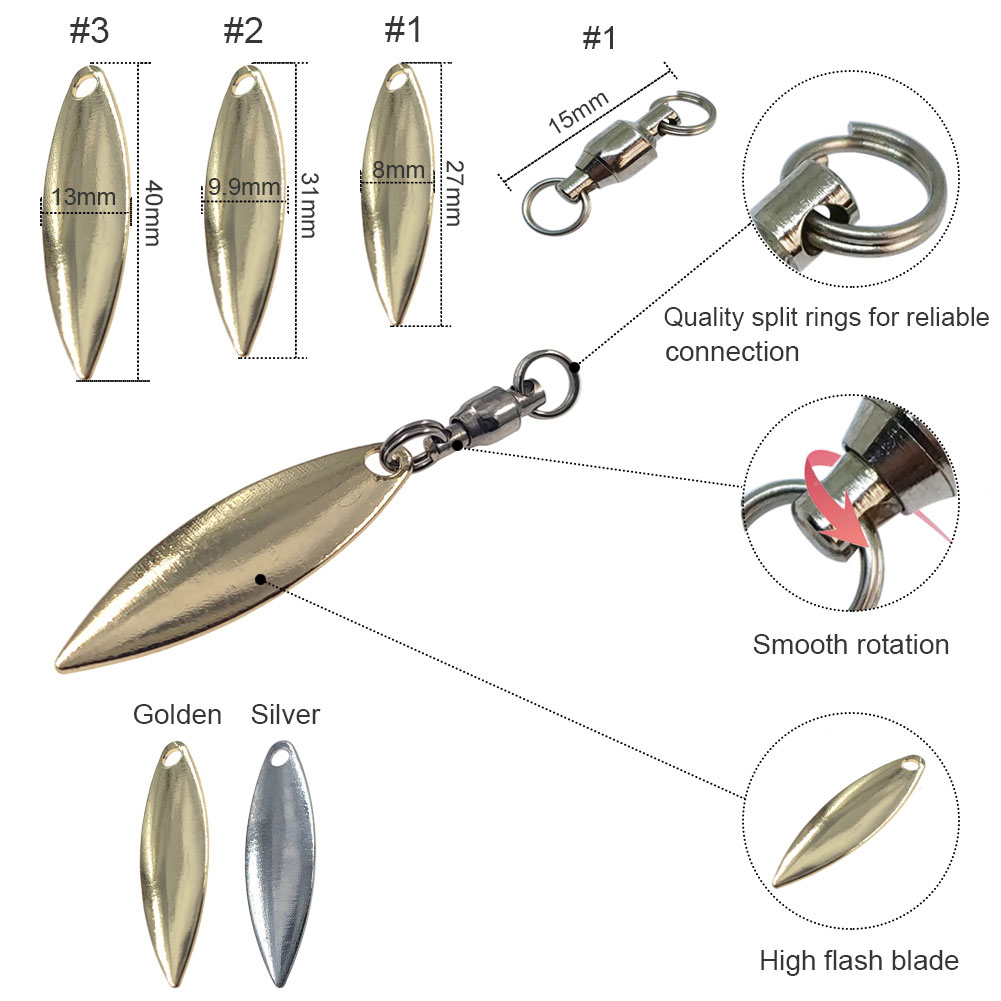 10pcs Willowleaf ใบมีด SPINNER - Fishing Lure Blade Bait บทวิจารณ์และราคา